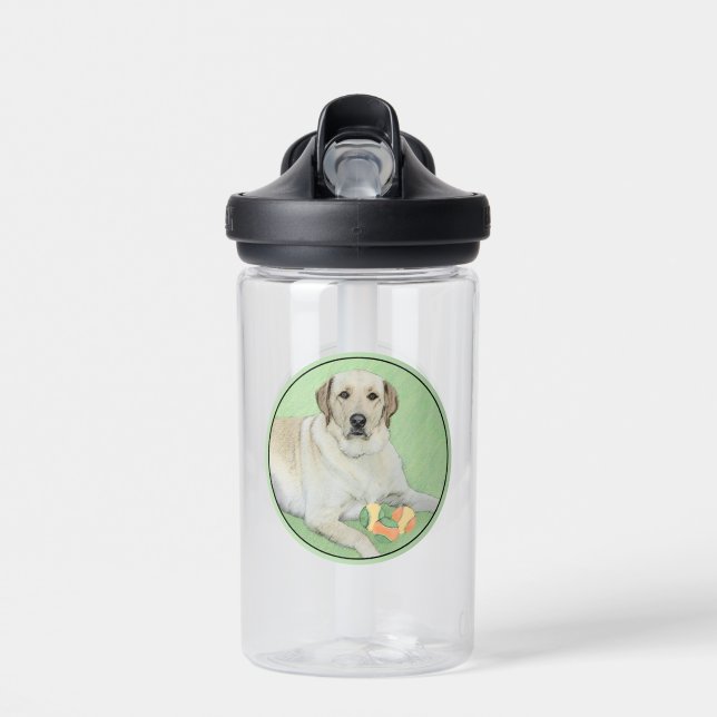 Yellow Labrador Retriever & Tennis Balls Painting Water Bottle (Front)
