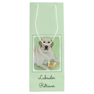 Yellow Labrador Retriever & Tennis Balls Painting Wine Gift Bag