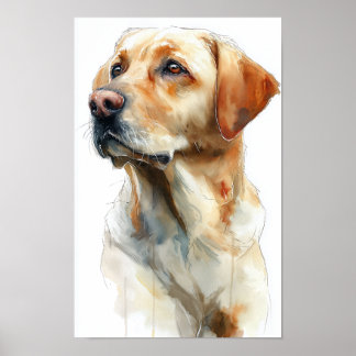 Yellow labrador retriever watercolor poster