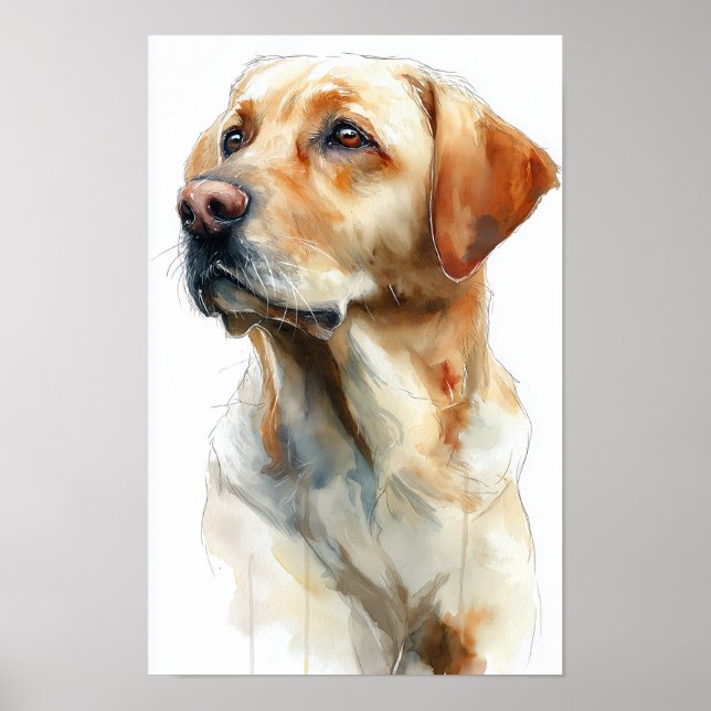 Yellow labrador retriever watercolor poster (Front)