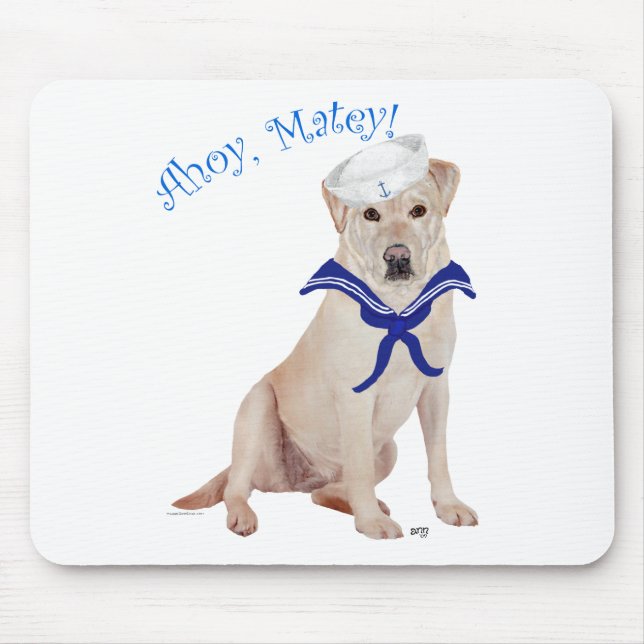 Yellow Labrador Sailor Mouse Mat (Front)