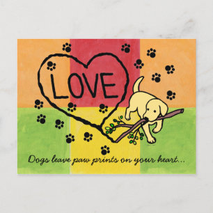 Yellow Labrador Sand Letters Cartoon Mosaic Postcard