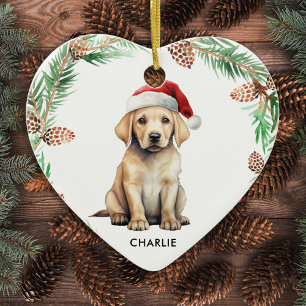 Yellow Labrador Santa Christmas Ornament