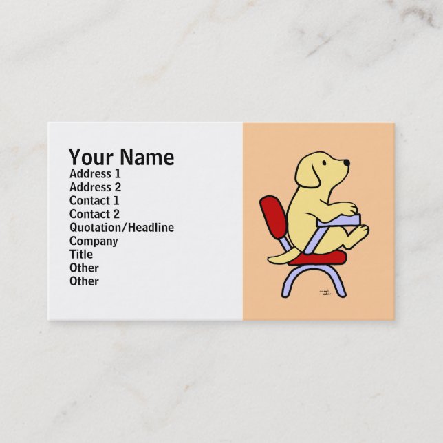 Yellow Labrador Student 1 Cartoon Business Card (Front)
