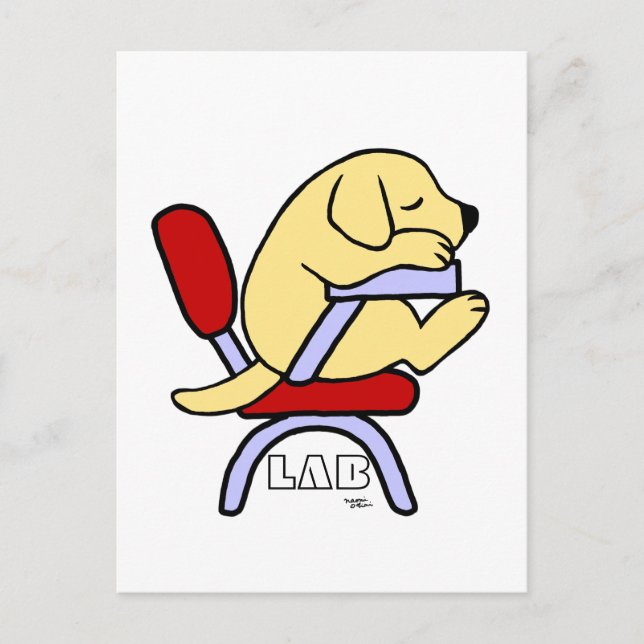 Yellow Labrador Student 2 Cartoon Postcard (Front)