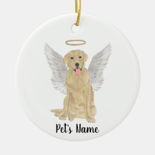Yellow Labrador Sympathy Memorial Ceramic Tree Decoration