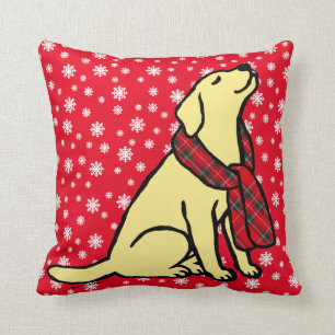 Yellow Labrador Tartan Scarf 2 Cushion