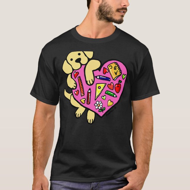 Yellow Labrador Teacher S Heart T-Shirt (Front)