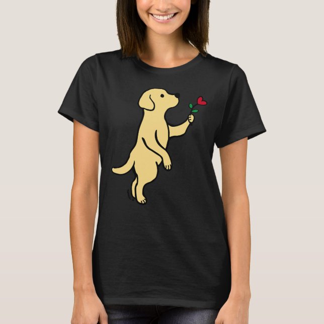 Yellow Labrador Tiny Heart Flower T-Shirt (Front)
