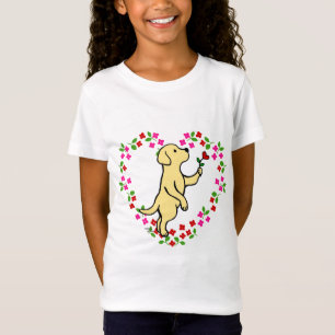 Yellow Labrador Tiny Heart Flower T-Shirt
