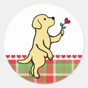 Yellow Labrador Tiny Heart Flower Valentine Classic Round Sticker