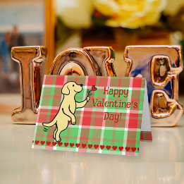 Yellow Labrador Tiny Heart Flower Valentine Holiday Card