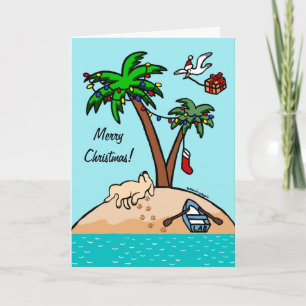 Yellow Labrador Tropical Christmas 2 Holiday Card