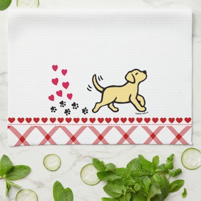 Yellow Labrador Trotting Kitchen Towel (Folded)