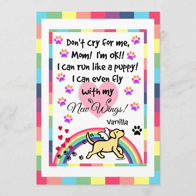 Yellow Labrador Trotting Memorial Card (Front)