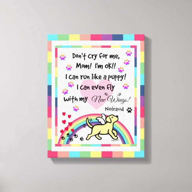 Yellow Labrador Trotting Rainbow Bridge art Canvas Print (Front)