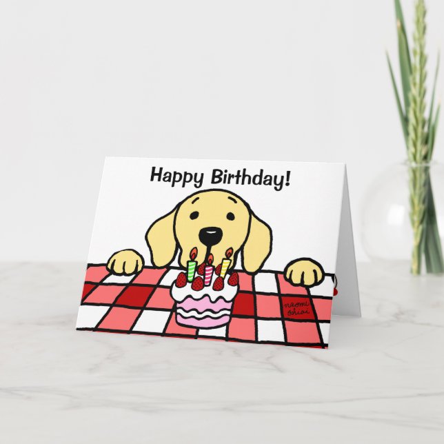 Yellow Labrador watching you Birthday Card (Front)