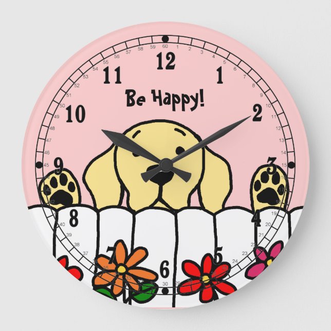 Yellow Labrador Watching You Large Clock (Front)