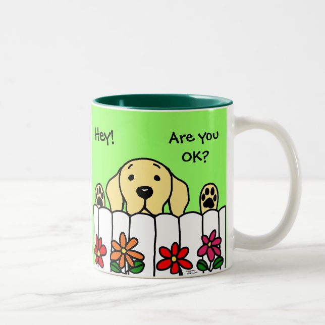Yellow Labrador watching you Two-Tone Coffee Mug (Right)