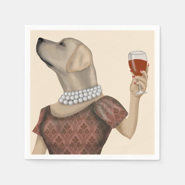 Yellow Labrador Wine Snob Napkin (Front)