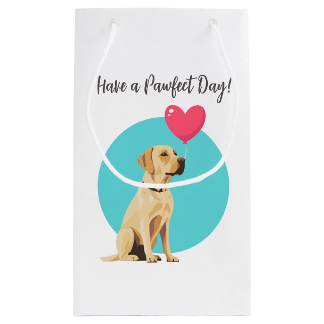 Yellow Labrador with Heart Balloon Gift Bag (Back)