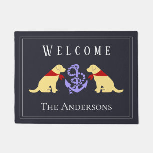 Yellow Labradors and Anchor Nautical Doormat