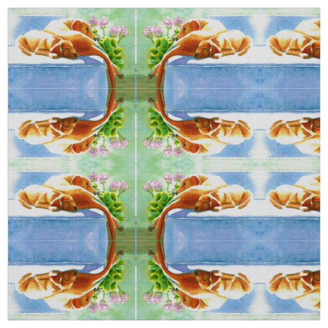 Yellow Labradors on Couch Dog Fabric (Swatch)