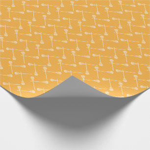 Yellow Lacrosse White Sticks Patterned Wrapping Paper