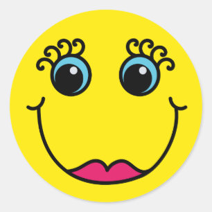 Yellow Lady Emoji Face Classic Round Sticker