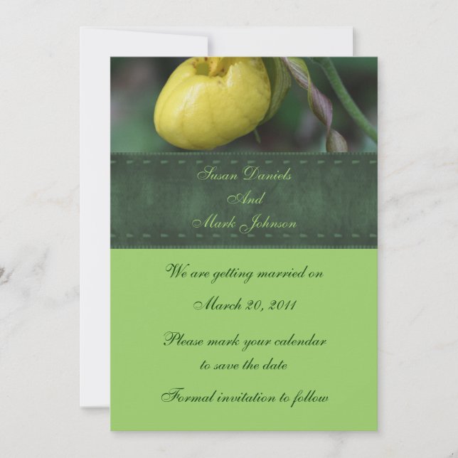 Yellow Lady Slipper Floral Wedding Save The Date Invitation (Front)