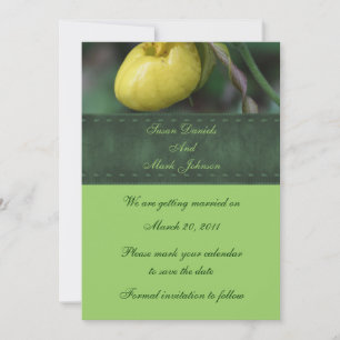 Yellow Lady Slipper Floral Wedding Save The Date Invitation