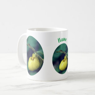 Yellow Lady Slipper Flower Personalised Coffee Mug