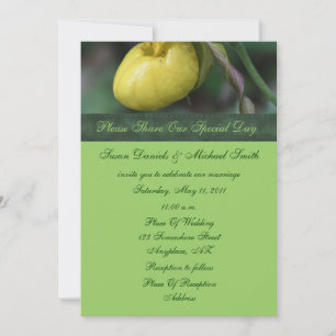 Yellow Lady Slipper Flower Wedding Invitation