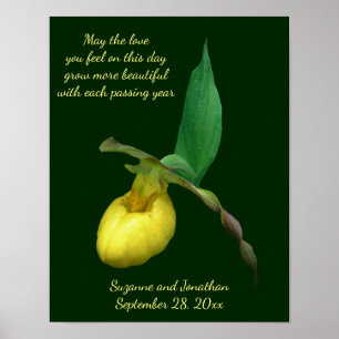 Yellow Lady Slipper Flower Wedding Personalised Poster