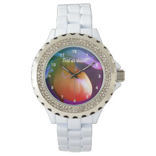 Yellow Lady Slipper Orchid Abstract Personalised   Watch