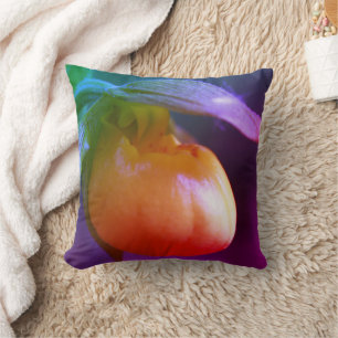 Yellow Lady Slipper Orchid Flower Abstract   Cushion