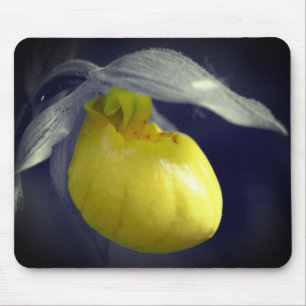 Yellow Lady Slipper Orchid Flower Partial Color Mouse Mat