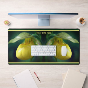 Yellow Lady Slipper Orchid Flower Personalised Desk Mat