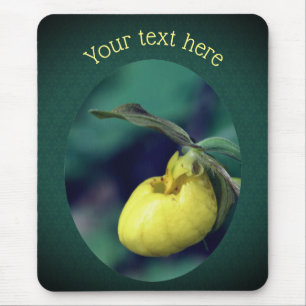 Yellow Lady Slipper Orchid Flower Personalised  Mouse Mat