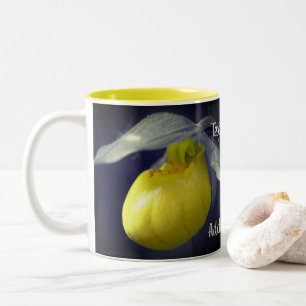 Yellow Lady Slipper Orchid Flower Personalised   Two-Tone Coffee Mug