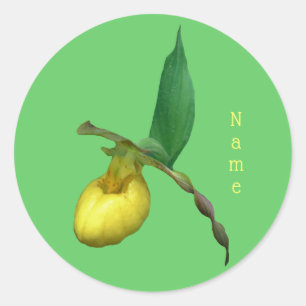 Yellow Lady Slipper Orchid Flower Personalized Classic Round Sticker