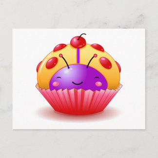 Yellow Ladybug Cupcake Postcard