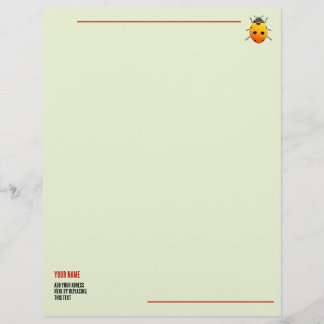 Yellow Ladybug Custom Name and Address Letterhead