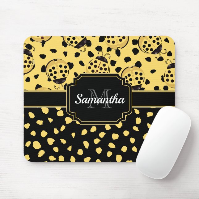 Yellow Ladybugs Mouse Mat (With Mouse)