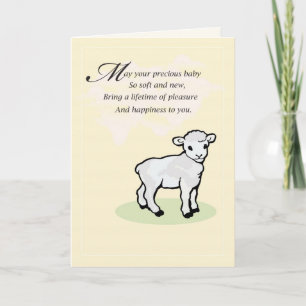Yellow Lamb Baby Congratulations Card