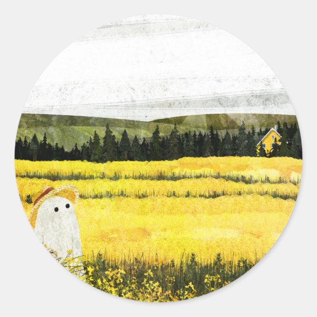 Yellow Landscape Classic Round Sticker (Front)