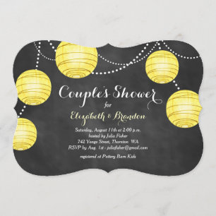Yellow Lanterns on Chalk Couple's Shower Invite