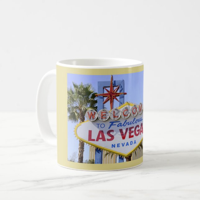 Yellow Las Vegas Nevada Welcome Sign  Coffee Mug (Front Left)