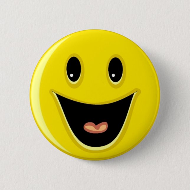 Yellow Laughing Smile Face 6 Cm Round Badge (Front)