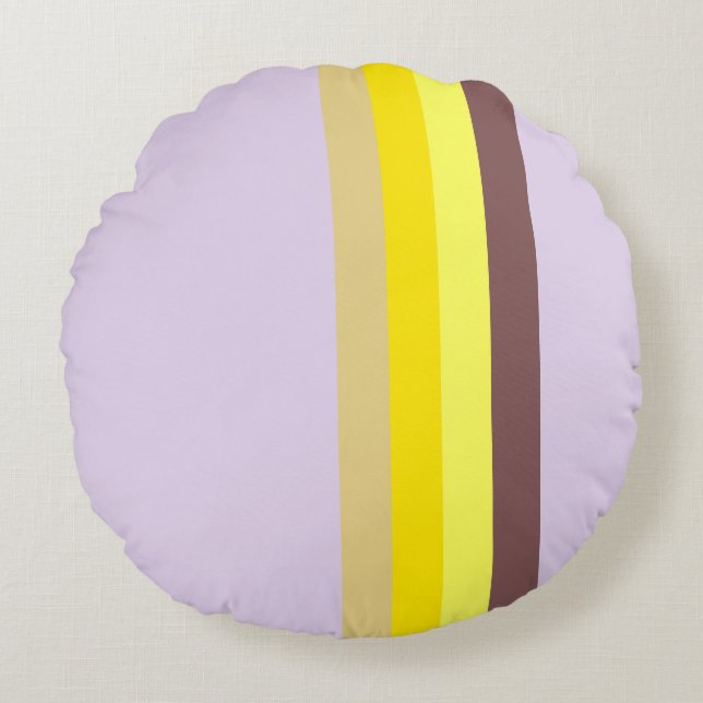 Yellow Lavender Brown Round Cushion (Front)